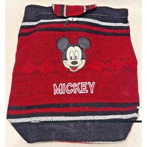 RARE Vintage Disney Mickey Mouse Serape Backpack Woven Baja Blanket Bag
